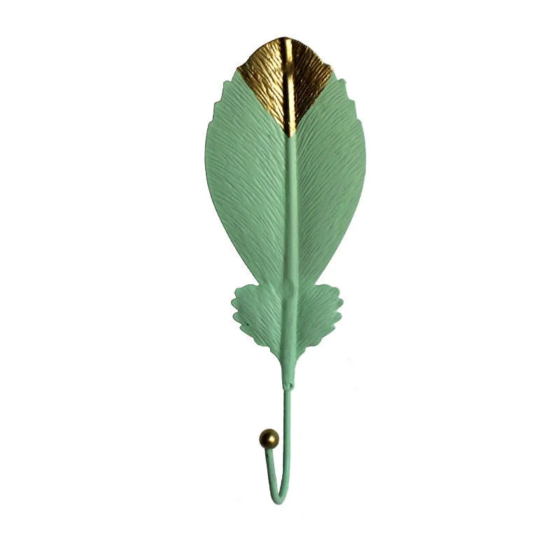 Nordic Leaf Shape Hook Creative Golden Coat Rack Adhesive Holder Wall Coat Key Hanger Free-Hole Home Wall Hanging Decoration