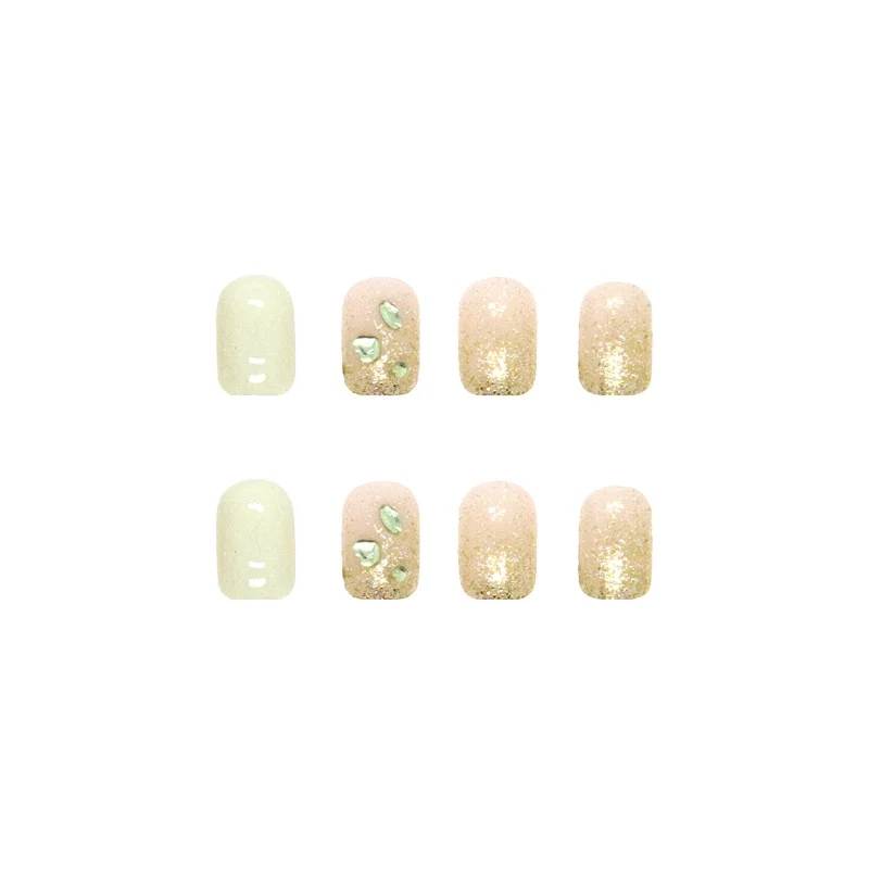 Churchf Churchf A Summer Fresh Milk Green Flash Honeydew Melon Series Of Piece Green Diamond Nail Products Fake Nails