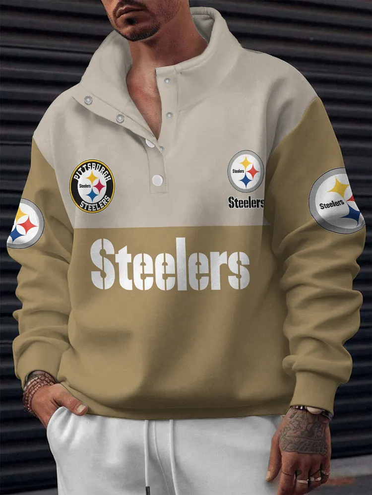 Pittsburgh Steelers  2025 New Design Casual Snap  Mockneck Pullover Sweatshirt