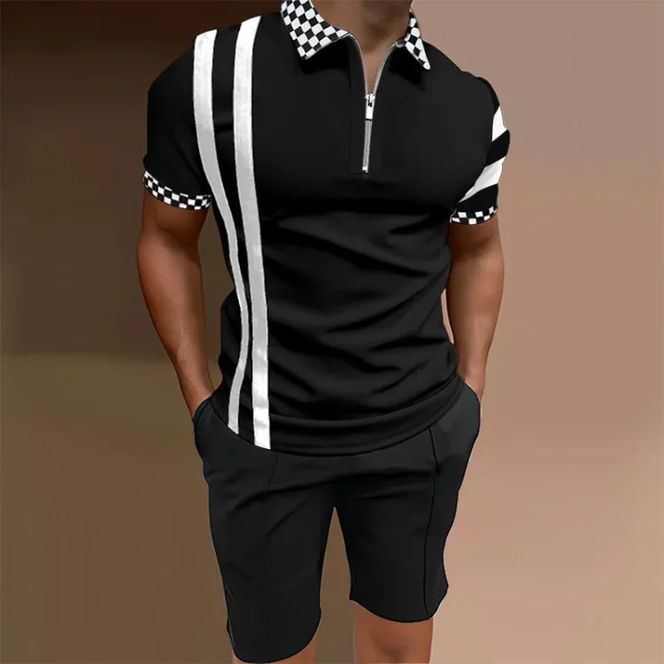 BrosWear Men's Casual Short Sleeve Polo Set