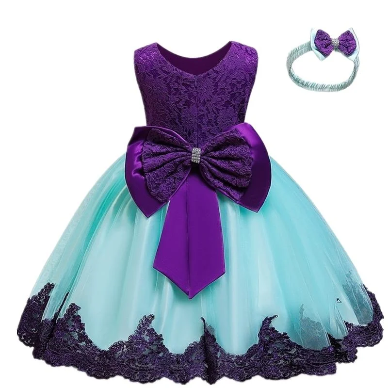 Baby Girl Dress 3pcs Elegant Princess Dress Birthday Party Dress Toddler Ball Gown Christening Gowns Infant Vestido For 0-2Yrs