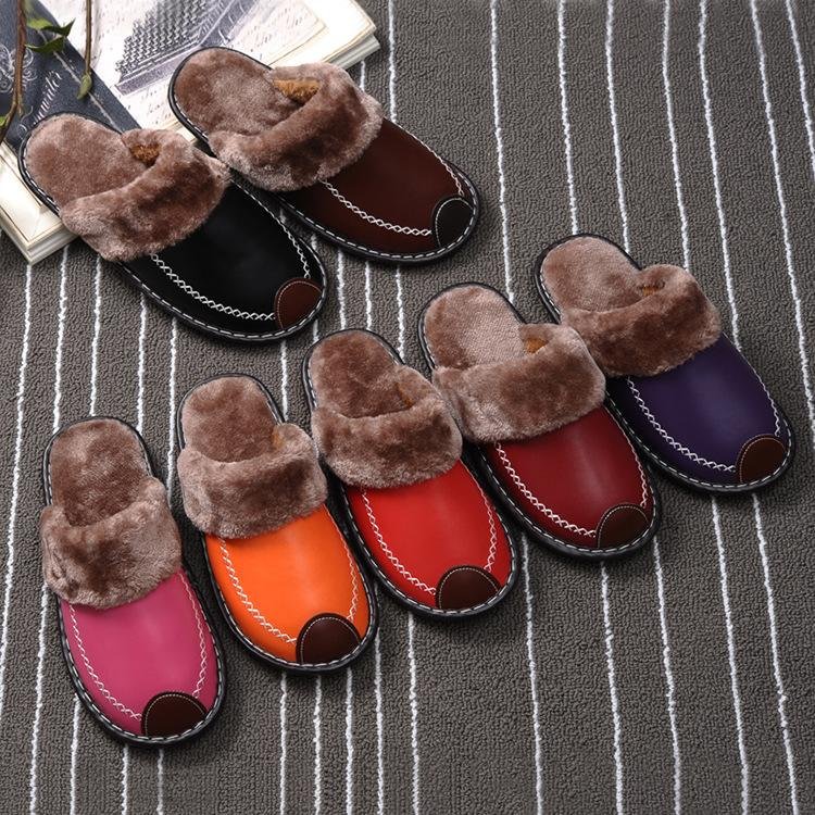 2022 Winter Comfortable Leather Waterproof And Warm Slippers