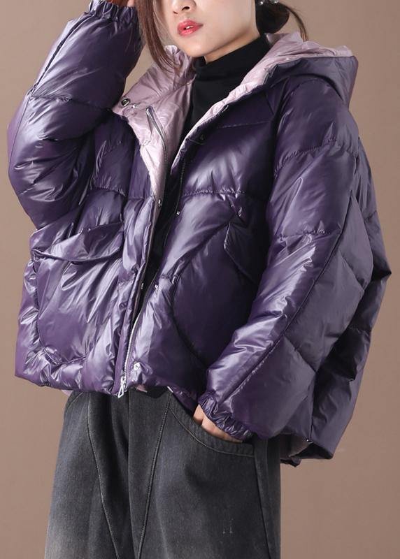Luxury purple women parkas Coats winter hooded thick outwear