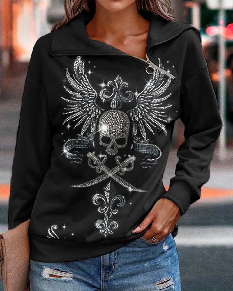 Women's Fashion Print Zip Hoodies-2304