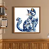 Blue Porcelain Cat - 11CT Stamped Cross Stitch 40*40cm tapestrymarket