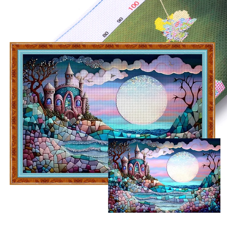 Castle Under Moonlight - Printed Cross Stitch 16CT 60*40CM