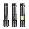 COB LED Flashlight USB Rechargeable IPX4 Waterproof Torch (1x26650 XHP160)