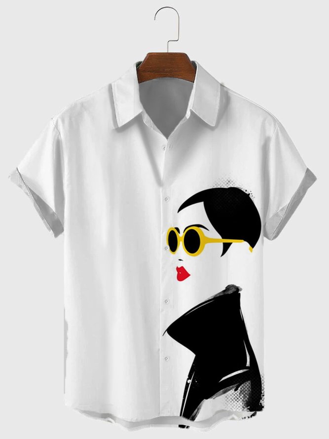 Floral cotton color block fashion shirt 113a