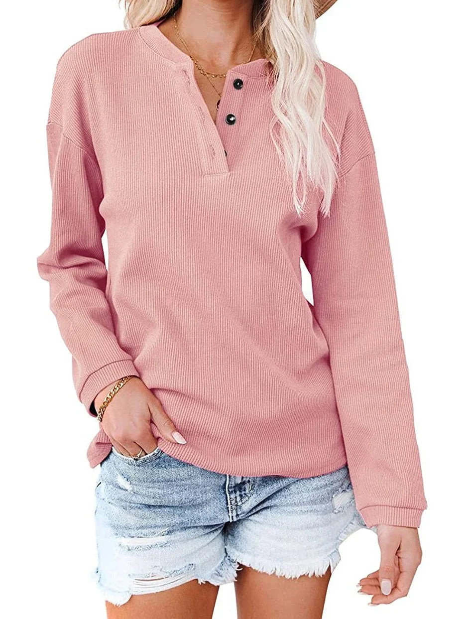 Women Long Sleeve V-neck Top