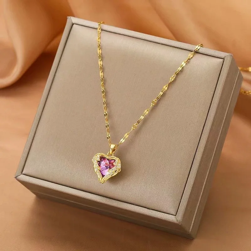 Heart of the Ocean Zirconia Gold-Plated Necklace