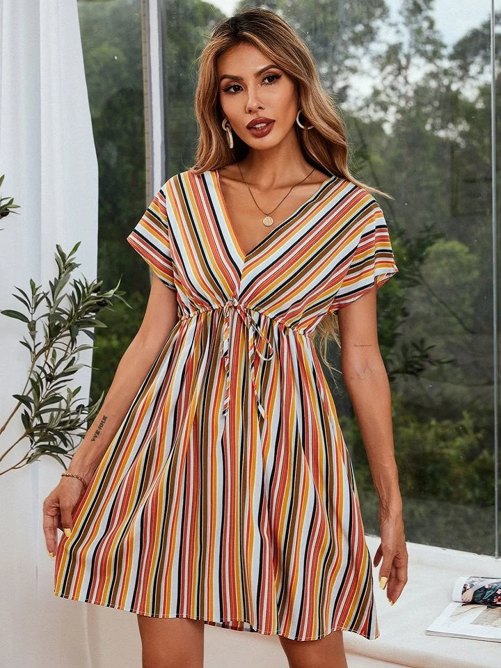Colorful Striped Sweet Dress