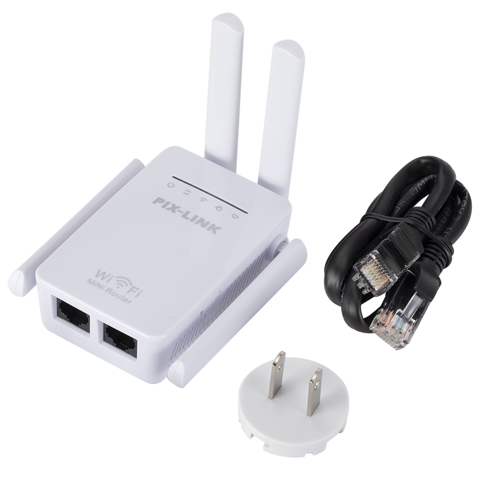 

WR09Q Wireless WiFi Router 300Mbps Network Signal Amplifier 4 Antenna (US), 501 Original