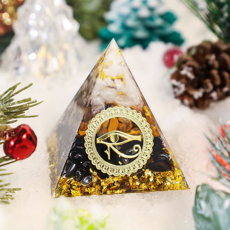 The Energy Protection Obsidian & Tiger Eye Orgone Pyramid