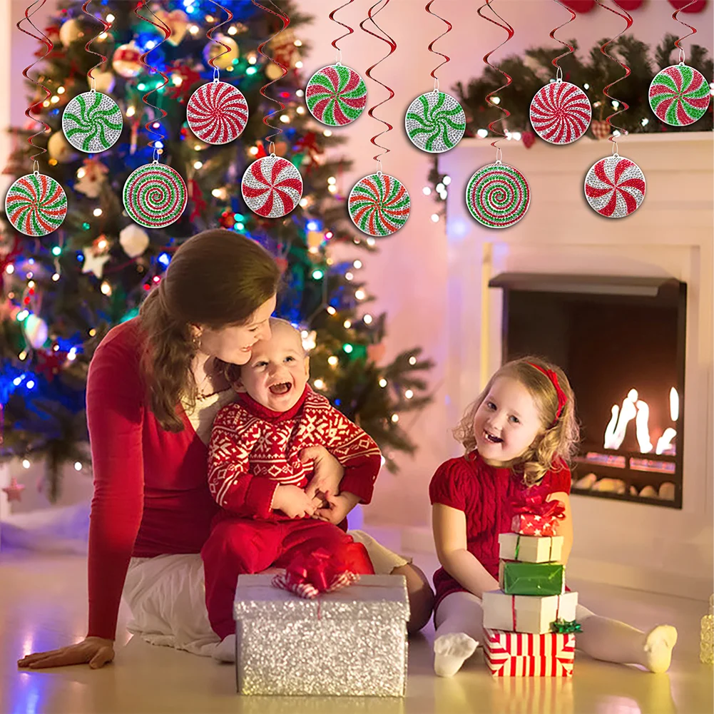 12pcs Diamond Painting Art Pendant Snowman Special Shape Christmas