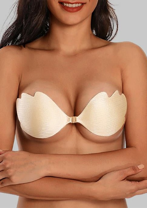 Buckle Front Invisible Breast Lifting Adhesive Bra - Flesh