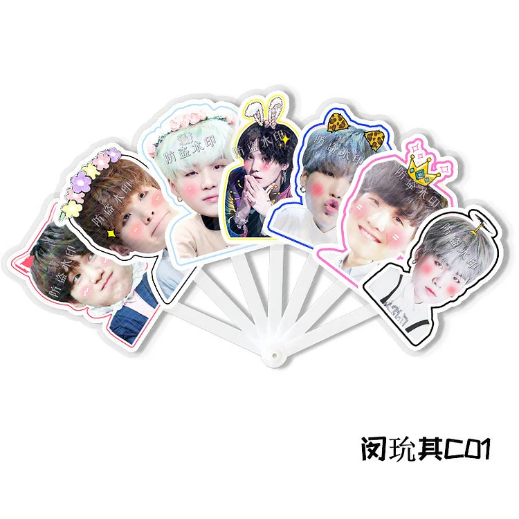 BTS Suga Cute Photo Folding Fan
