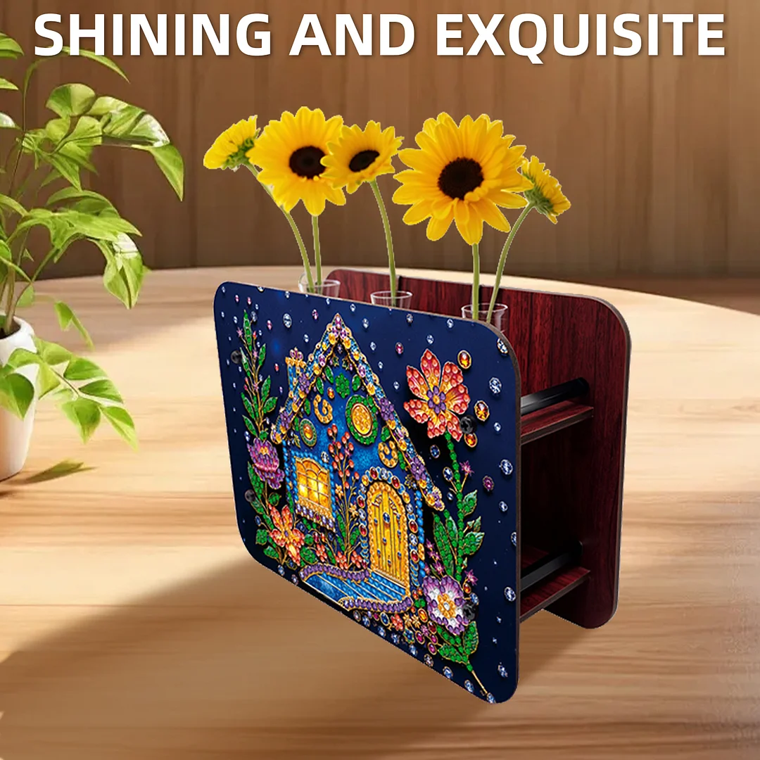Gem House DIY Diamond Painting Wooden Tube Vase for Adults Gift Idea Home Decor