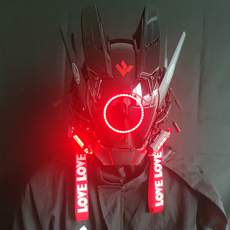 Cyberpunk Mechanical Mask (including Dreadlocks + LED Light) / TECHWEAR CLUB / Techwear