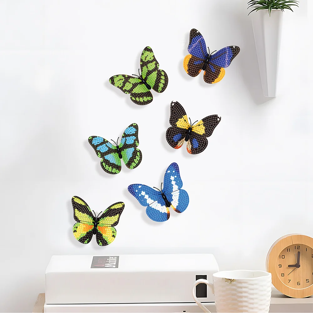 6Pcs Butterfly DIY Diamond Painting Decorative Stickers Set with Light