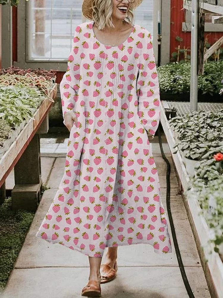 Elegant Pink Round Neck Dress-Mayoulove