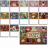 Cat 2027 DIY Diamond Painting Calendar for Adults Flowers Diamond Art Calendars 11.81x9.45 Inch Gem Painting Art Walls Date for Home Business Office Planning Decor