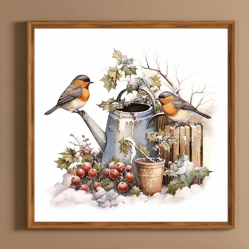 Diamond Painting - Full Round Drill - Winter Bird(Canvas|30*30cm)
