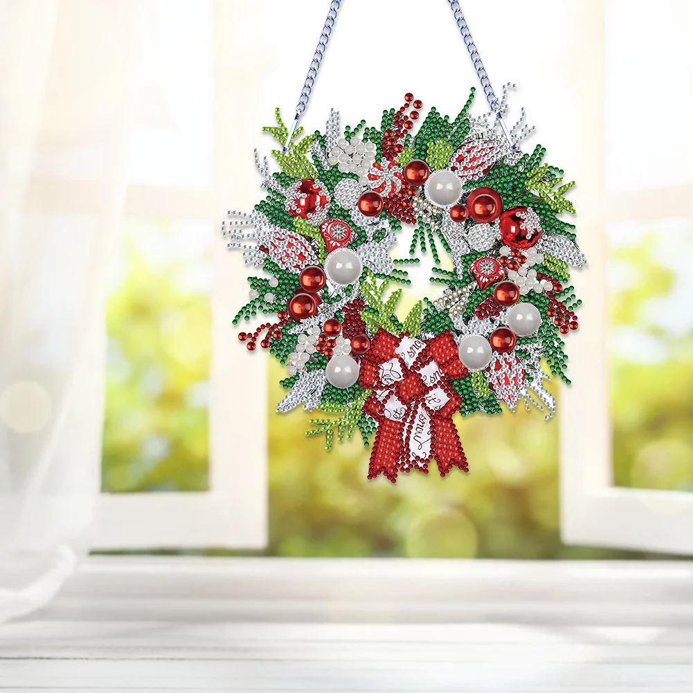 5D DIY Hanging Wreath Diamond Christmas Diamond Wall Decor Wreath