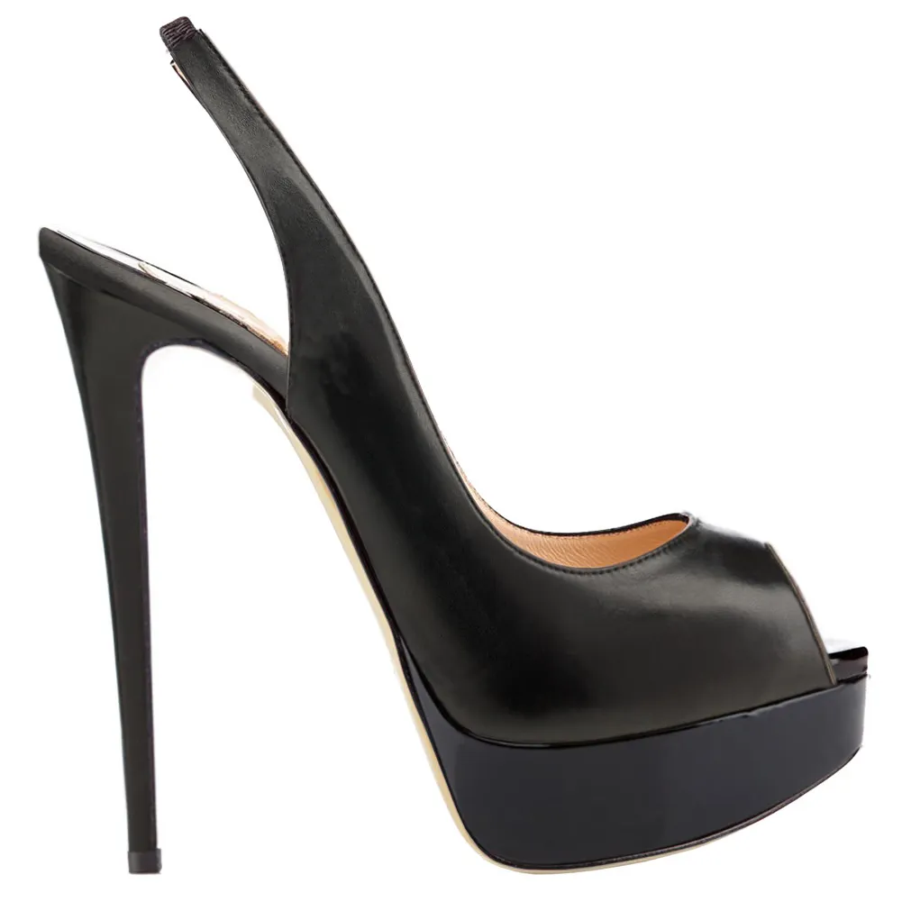 150mm Slingback Sandals Platforms Sky High Party Black Matte Pumps-vocosishoes