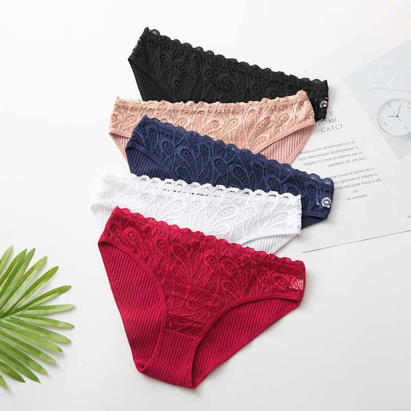 Billionm Cotton Women's Panties Underwear Comfort Floral Lace Underpants Ladies Sexy Briefs Low-Rise Pantys Intimates
