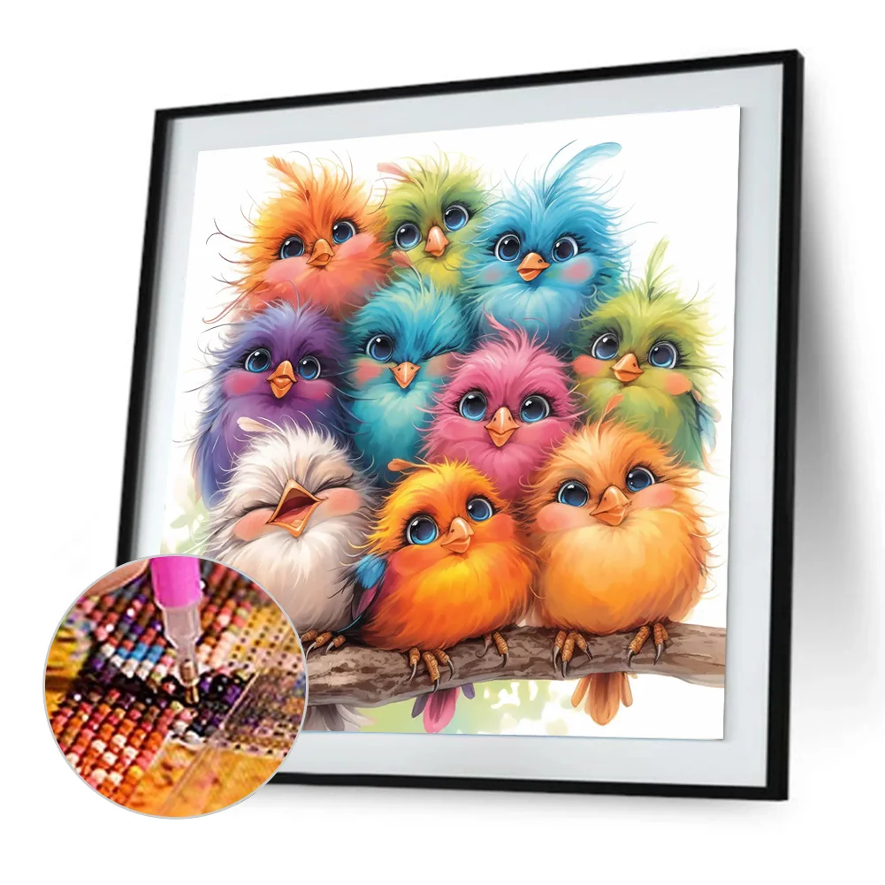 Diamond Painting - Full Round Drill - Cute Birds(Canvas|30*30cm)