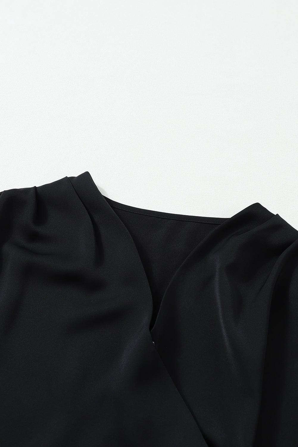Elegant Black Drape Sleeve V-Neck Blouse