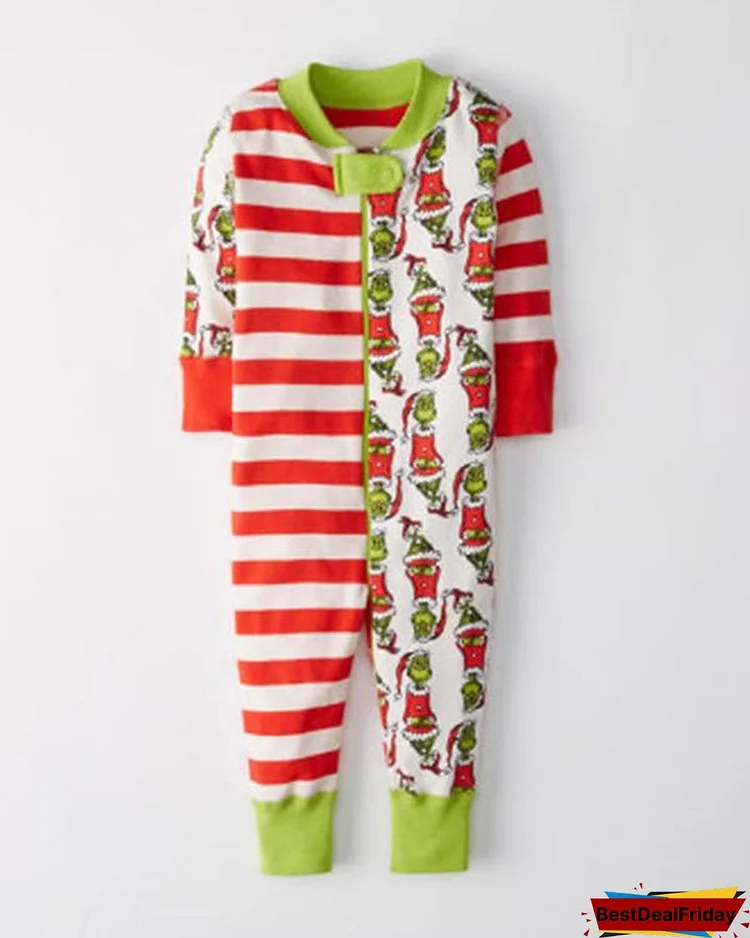 Baby's Christmas Grinch Stripe Parent-Child Loungewear