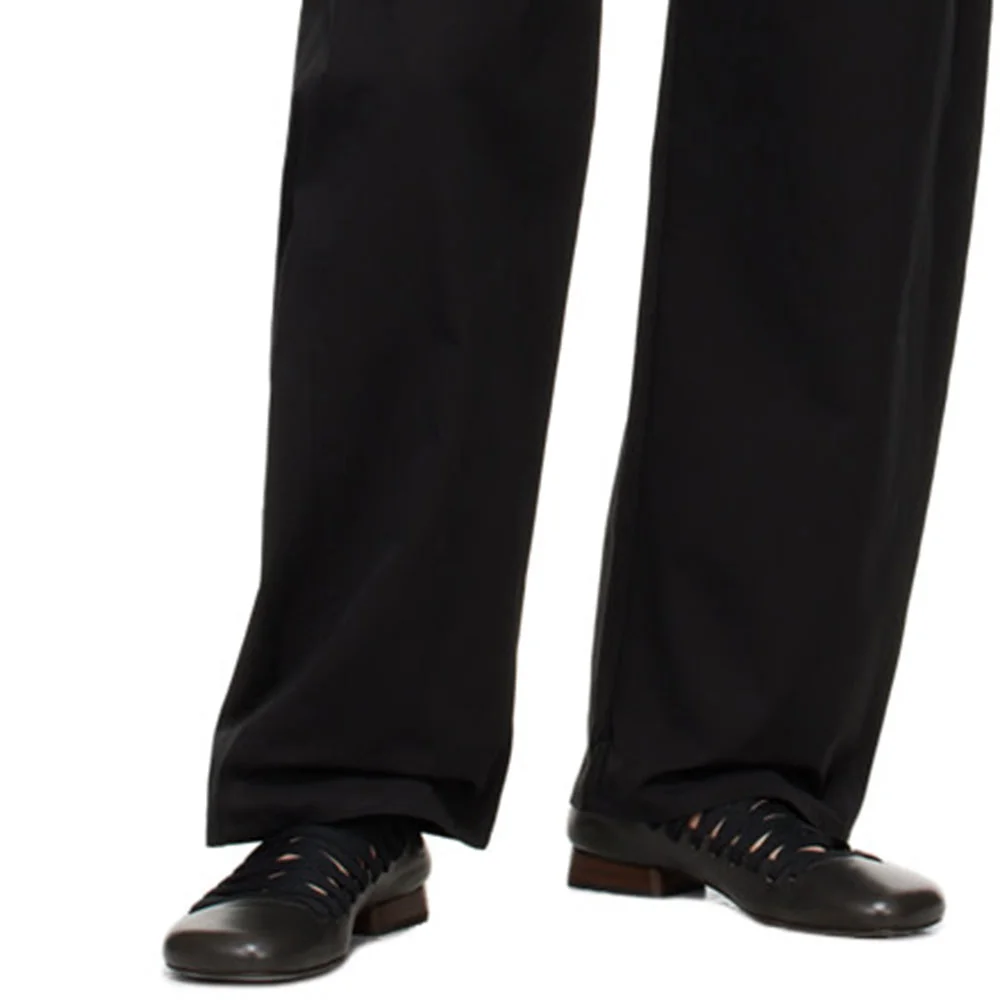 YDN Black Vegan Leather Square Toe Lace-Up Flat Shoes for Women