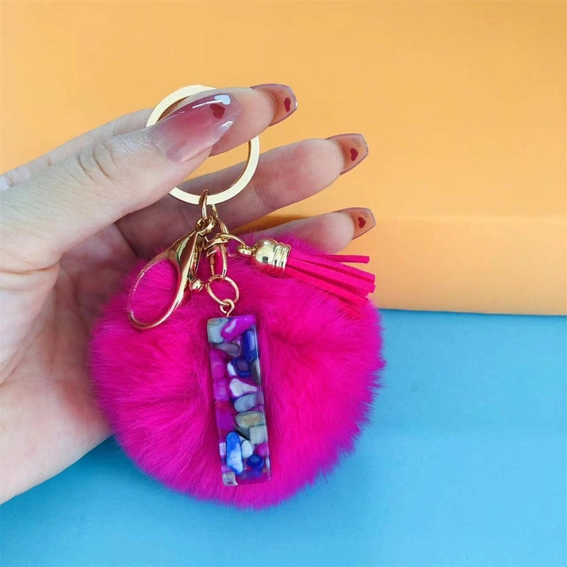 Minimalist Commute Letter Hairball Resin Unisex Bag Pendant Keychain