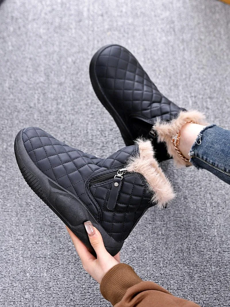 New Thick Sole Women's Shoes, Fleece Lined Fashion Warm Short Boots, Comfortable Soft Bottom Casual Sports Sneakers New Thick Sole Women's Shoes, Fleece Lined Fashion Warm Short Boots, Comfortable Soft Bottom Casual Sports Sneakers