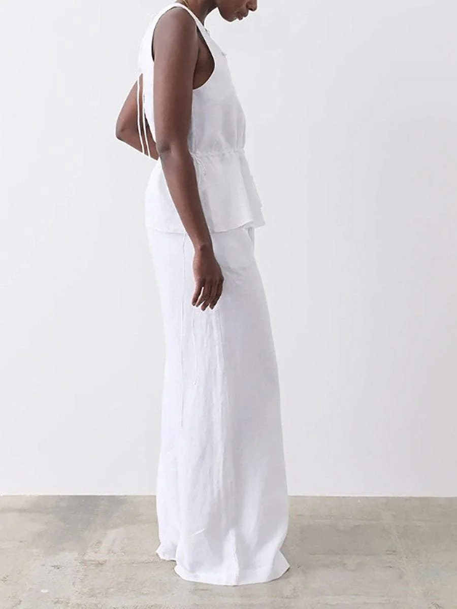 Casual sleeveless two-piece suit