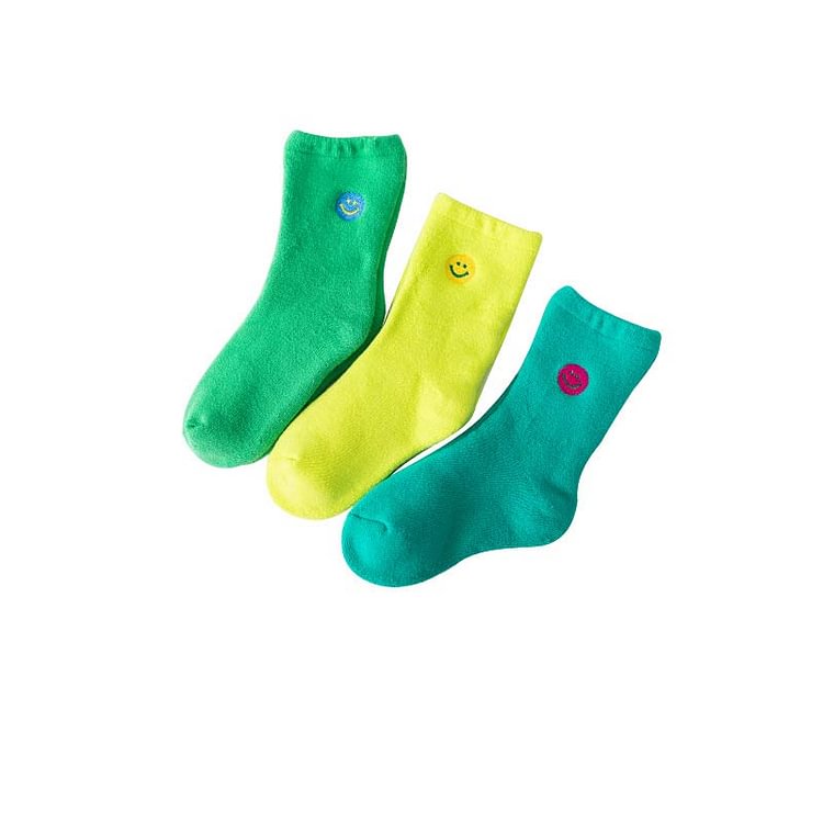 3-Pairs Baby Embroidered Smile Colorful Socks