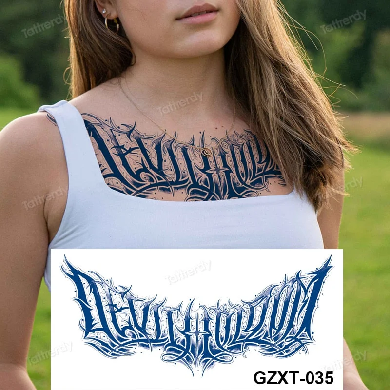 large temporary tattoo juice ink long lasting blue tattoo sticker breast chest totem wings dragon body art painting sexy for men