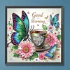 5D DIY Partial Special Shaped Drill Diamond Painting Butterfly Coffee Kit40x40cm (A)