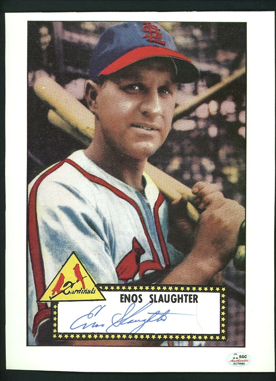 Enos Slaughter Signed Autographed 8 x 11 1952 Topps Photo Poster painting SGC Authent Cardinals