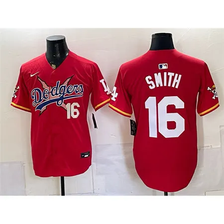 Men's Los Angeles Dodgers x One Piece #16 Will Smith Red Vapor Premier Limited Jersey