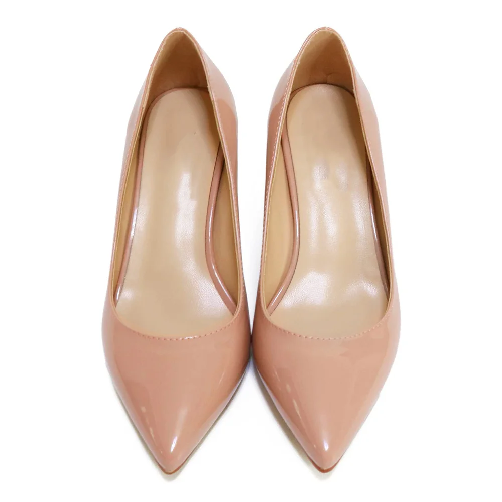 65mm Women Chunky Heels Red Bottom Shoes Comfortable Middle Block Heel Pumps-MERUMOTE