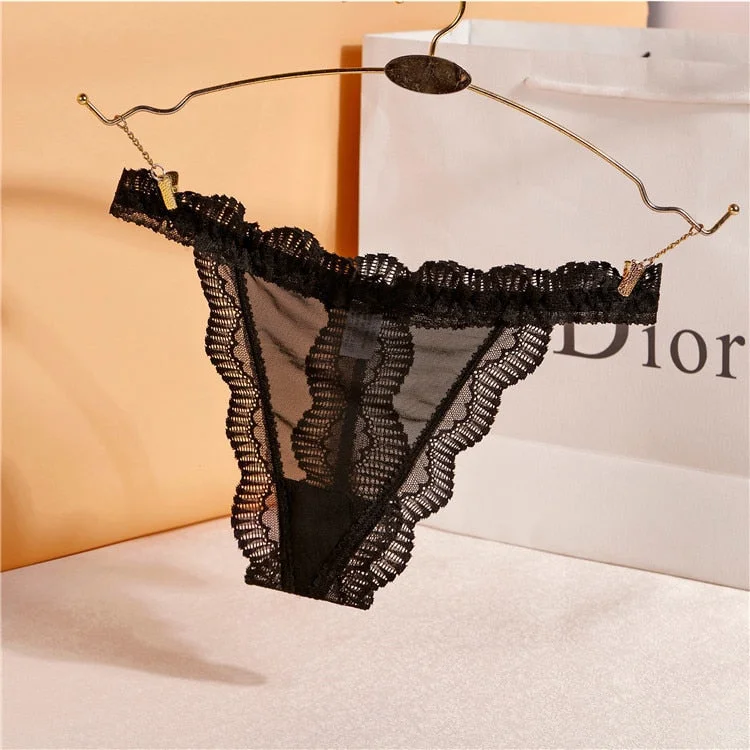 Women's Thong  Sexy Lace Panties Women Solid Briefs Seamless Transparent G-String Low Waist Sexy Mesh Underpants Female Lingerie