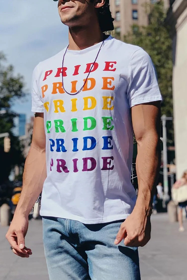 Rainbow Pride Letter Print Short Sleeve White T-shirt [Pre-Order]