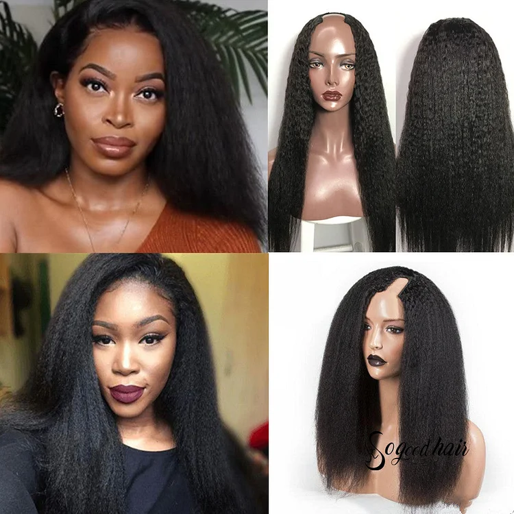 No Sew In, No Glue Kinky Straight Wig U Part Wig/ V Part Wig