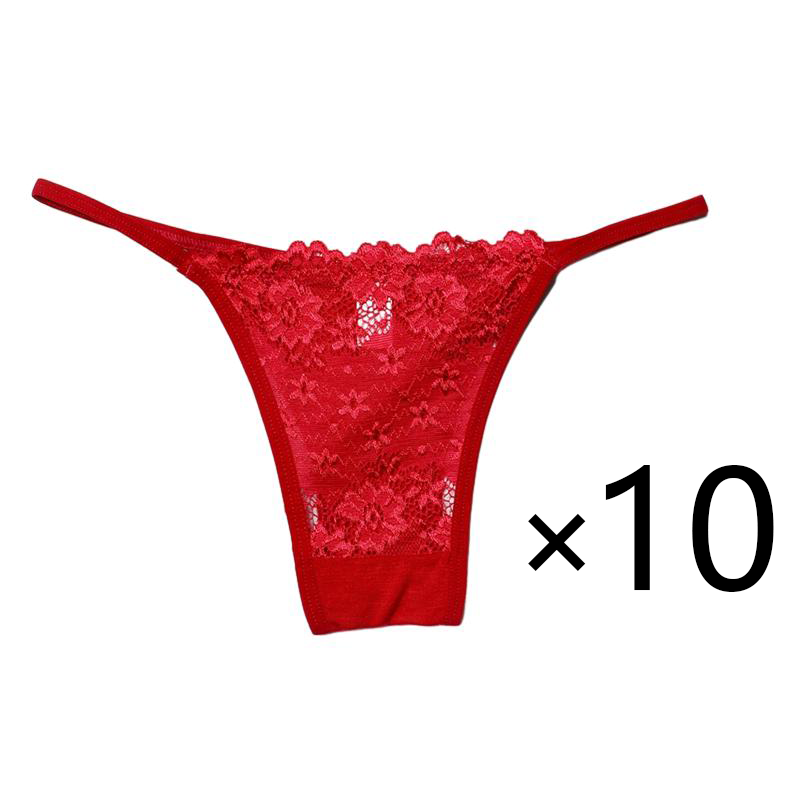 Kissbake 10PCS/SET Women's Lace Panties Ladies Sexy Cotton Underwear Female Thong Hollow Out Low Waist Lingerie Seamless G-String