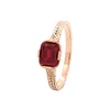 14K Rose Gold 1ct Elongated Cushion Pigeon Blood Lab Ruby Half Bezel Solitaire Ring