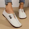 Gioiacombo&trade; Scarpe casual in pelle con punta tonda retr&ograve; da donna