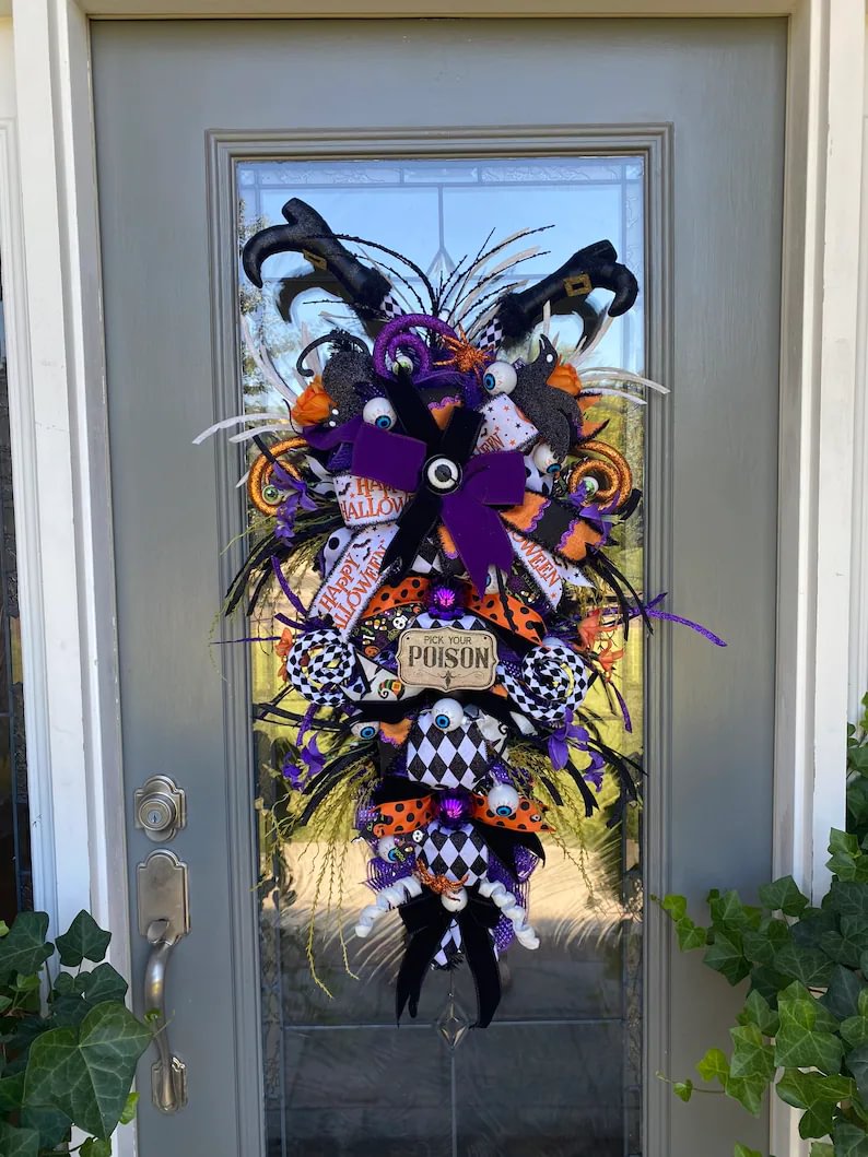 🔥Last Day 49% OFF🔥Halloween Prelit Witch swag Wreath