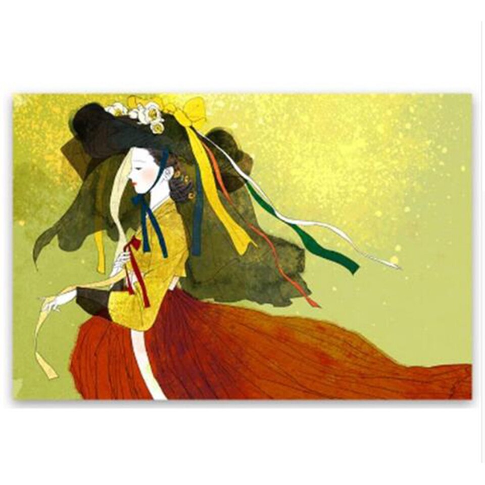 Korean Classic Traditional Clothing Art Painting Picture Print Poster Retro Canvas Painting Decoration Modern Home Art Wall